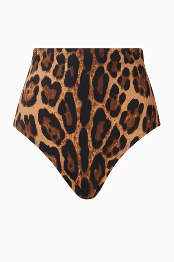 Leopard-print High-waisted Bikini Briefs