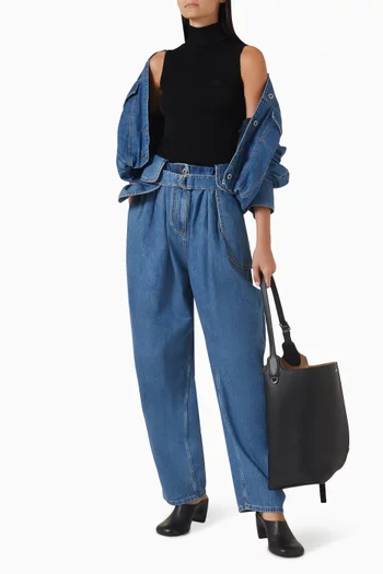 Belted Cargo Jeans in Denim