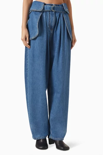 Belted Cargo Jeans in Denim