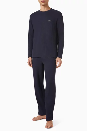 Logo-embroidered Waffle Pyjama Pants in Cotton-blend