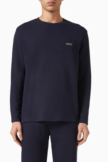 Logo-embroidered Waffle Pyjama T-shirt in Cotton-blend