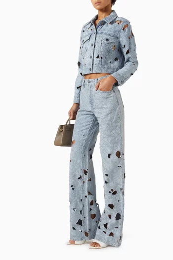 Embroidered-eyelet Jeans in Cotton