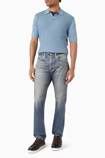 Saxon Polo Shirt in Silk & Cotton