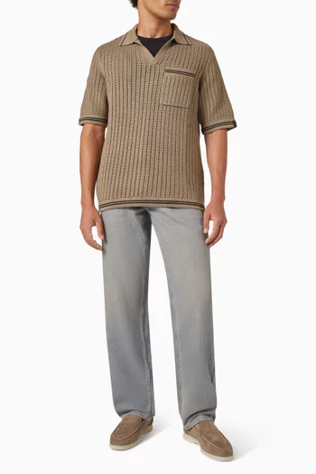 Johnny Crocheted Polo Shirt in Cotton-blend