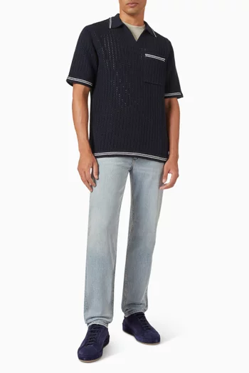 Johnny Crocheted Polo Shirt in Cotton-blend