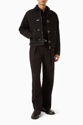 Nino Clasp Detail Contrast Stitch Jacket in Faux Suede