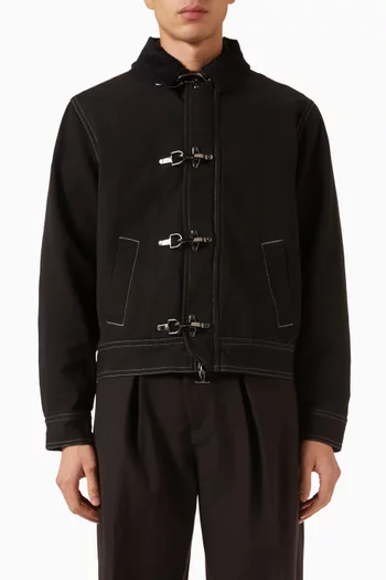 Nino Clasp Detail Contrast Stitch Jacket in Faux Suede
