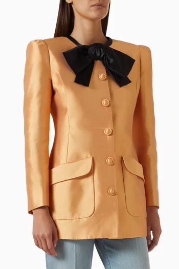 Shantung Caban Coat in Silk