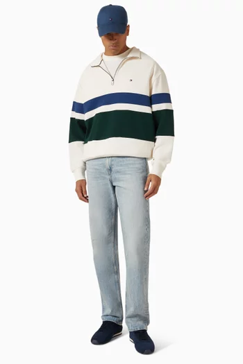 Stripe Relaxed Quarter-zip Sweatshirt