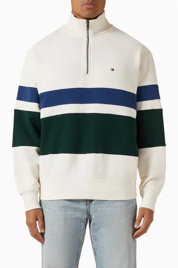Stripe Relaxed Quarter-zip Sweatshirt