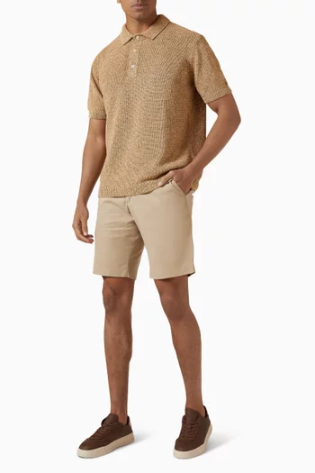 Knit Polo Shirt in Mouliné Cotton-blend