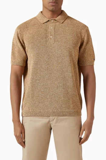 Knit Polo Shirt in Mouliné Cotton-blend