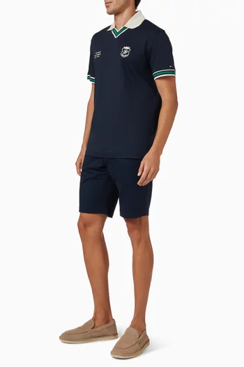 Tipped V-neck Polo Shirt in Cotton