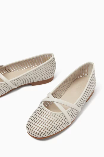 Sparkling Net Flats in Leather