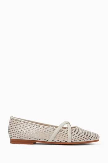 Sparkling Net Flats in Leather