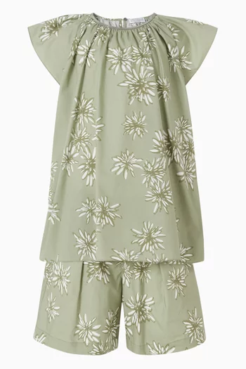 Daisy Printed Shorts in monili Cotton