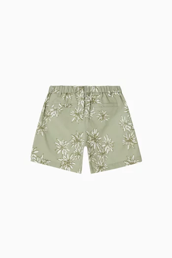 Daisy Printed Shorts in monili Cotton