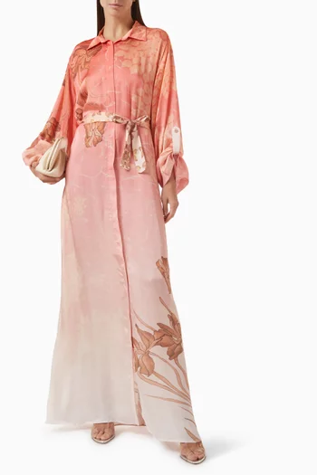 Rosa Maxi Shirt Dress in Satin