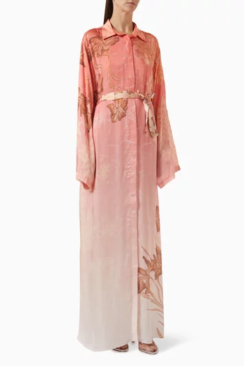Rosa Maxi Shirt Dress in Satin