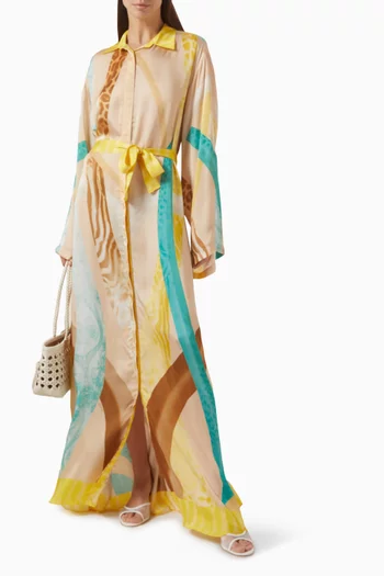 Rosa Maxi Shirt Dress in Satin
