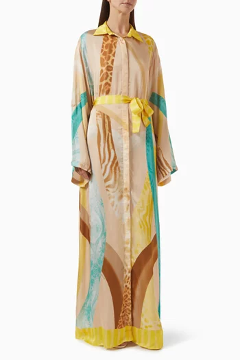 Rosa Maxi Shirt Dress in Satin