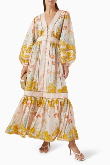 Poesia Chemisier Maxi Dress in Chanderi