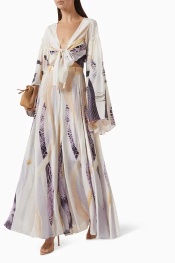 Triangle Maxi Skirt in Natural Crepe