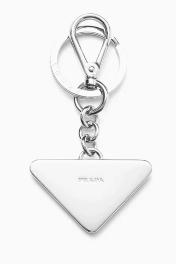 Triangle Logo Keychain in Saffiano Leather
