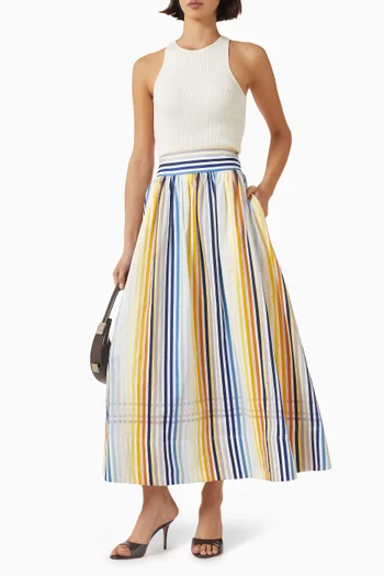 Gwyneth Striped Skirt in Cotton Poplin