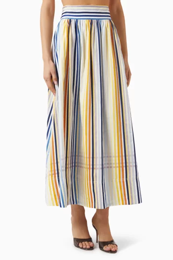 Gwyneth Striped Skirt in Cotton Poplin