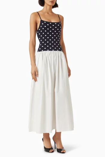 Orielle Drop Waist Combo Midi Dress