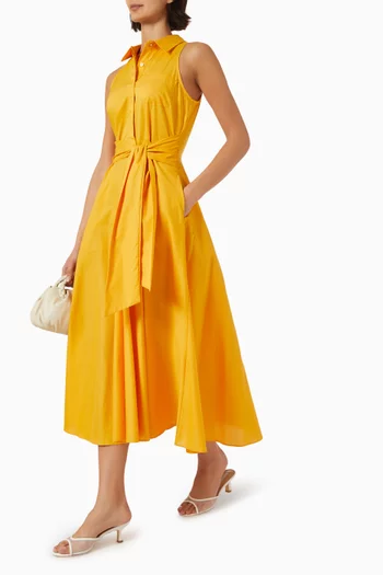 Chelsea Tie-Front Midi Shirt Dress in Cotton