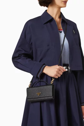 Wallet With Shoulder Strap in Saffiano Leather