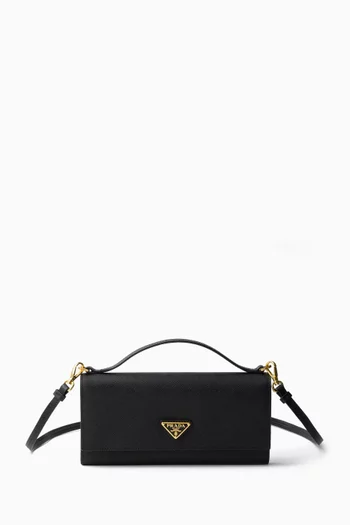 Wallet With Shoulder Strap in Saffiano Leather