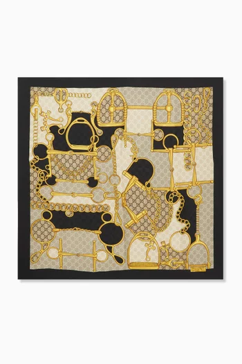 Printed Carré Scarf in Silk Twill