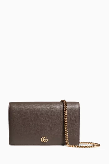 Bi-Colour GG Marmont Wallet on Chain in Leather