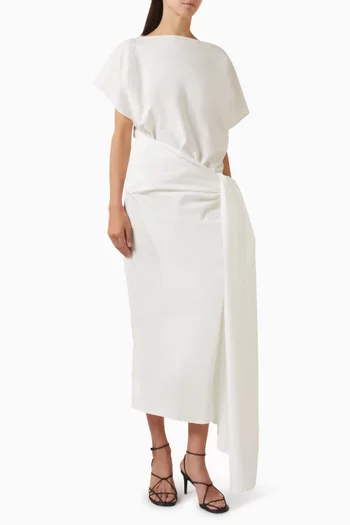 Fray Draped Dress in Organic Cotton Poplin