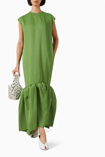 Tom Pleat-hem Dress in Crepe Satin