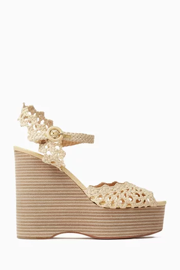 Bossa Nova 130 Wedge Sandals in Woven Raffia