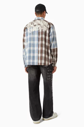 Arch Logo Patchwork Check Shirt in Cotton-blend