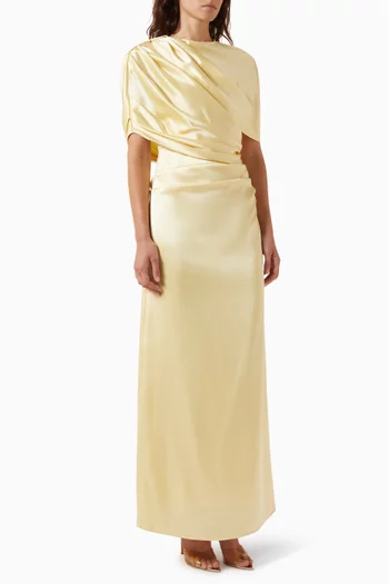 Cassia Cape Dress in Satin