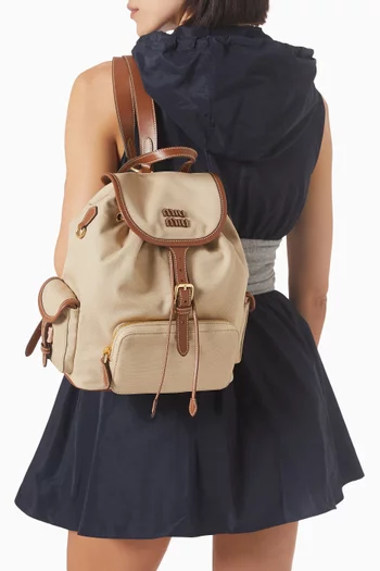 Logo Backpack in Canvas & Leather