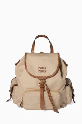 Logo Backpack in Canvas & Leather