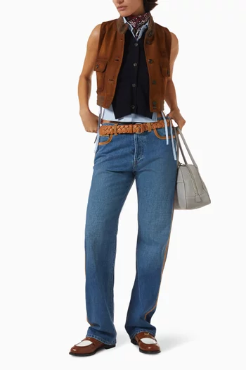 Waxed Vest in Suede Leather