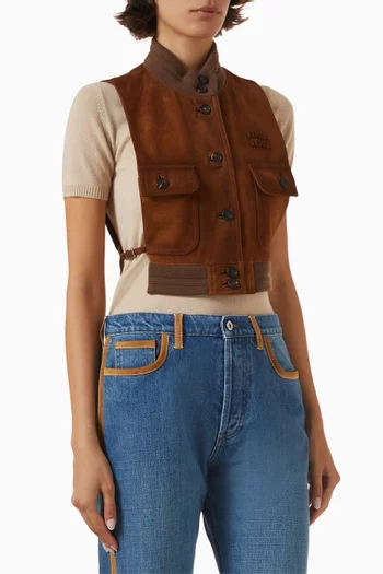 Waxed Vest in Suede Leather