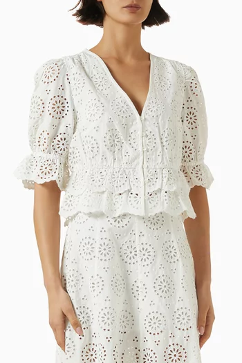 Solstice Broderie Anglaise Blouse in Cotton