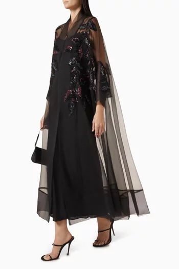 Sequin-embellished Abaya in Organza