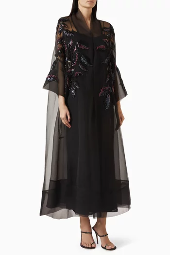 Sequin-embellished Abaya in Organza