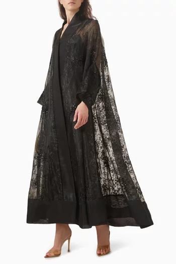 Bead-embellished Abaya in Organza