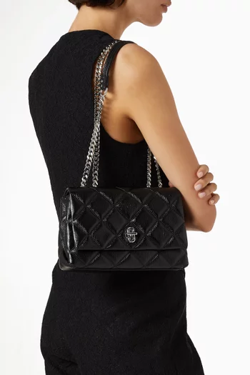 Slim Dual Chain Shoulder Bag in Quilted Leather